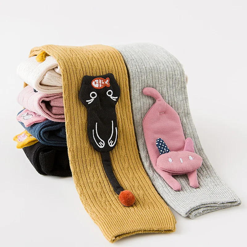 Spring Cartoon Cat Cotton Teenage Girls Leggings Cartoon Warm Pants For Girls Clothing Children Trousers Kids Pencil Pants