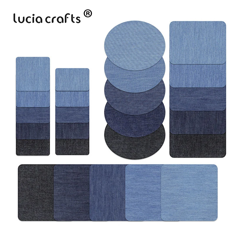 

Lucia crafts 1pair/lot Multi size Imitation denim Iron On Patches Repair Knee For Clothes Sewing Craft DIY Accessories L0806