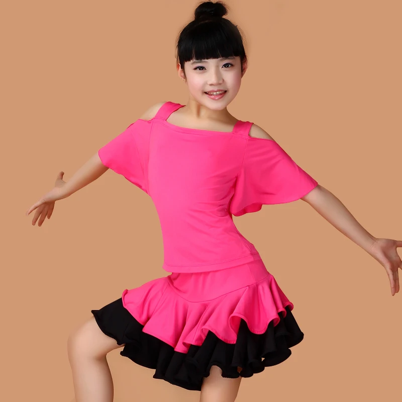 Children Dance Fringe Costumes Girls Rumba Dance Dress Latin Dance Clothing LEOTARD DANCE SKIRT