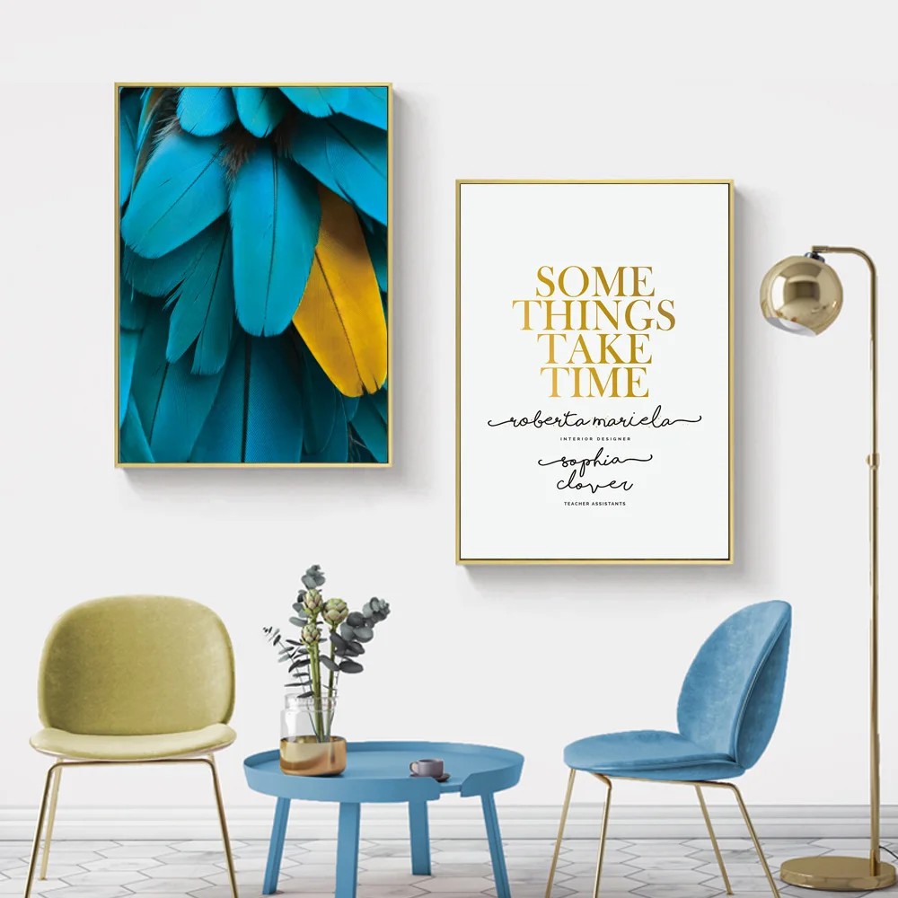 Wall Pictures Nordic Poster Leaf Picture Blue Canvas Painting Abstract Wall Art Living Room Poster Quotes Wall Canvas Unframed