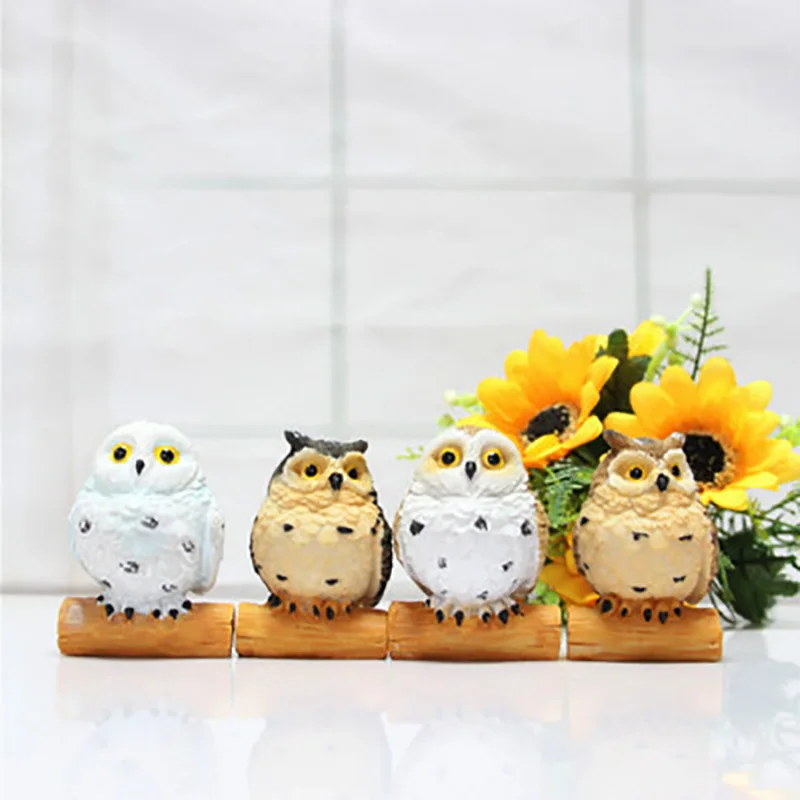 

Cute Painted Owl Model Resin Ornaments Micro Landscape Small Animal Statue Desktop Handicrafts Home Decoration Birthday Gifts