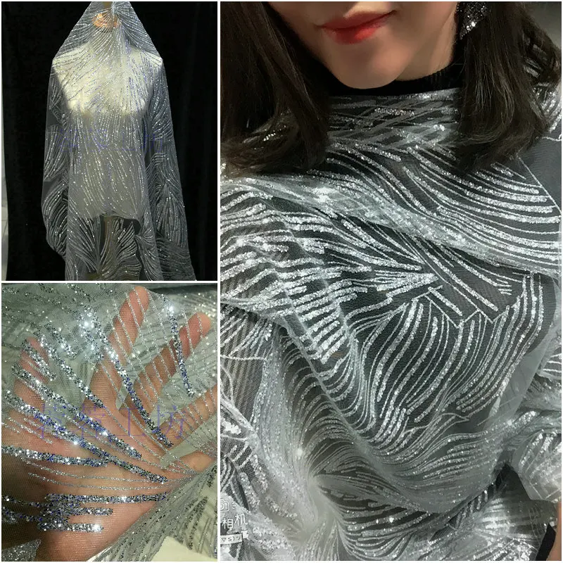 

Spray gold silver evening dress lace bronzing sprinkling gold fabric ladies party elegant dress skirt small dress cloth KH01