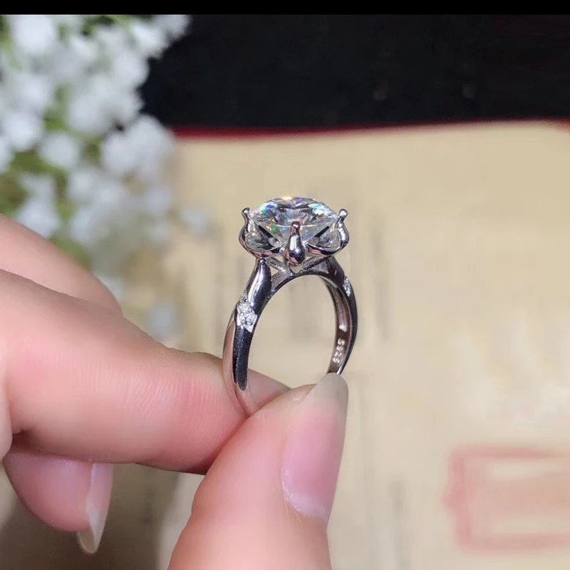 CoLife Jewelry 100% Real Moissanite Ring for Engagement 1ct To 3ct F Color VVS Grade Moissanite Ring Silver Gemstone Ring