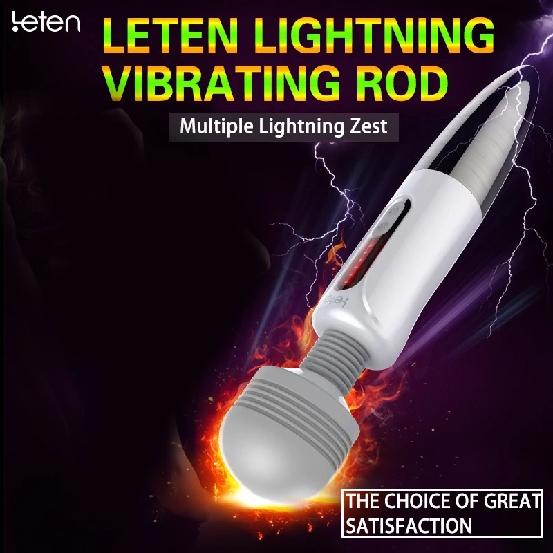 Leten Lightning огромная головка Мощный вибрационный массажер 5 режимов вибрации и 6