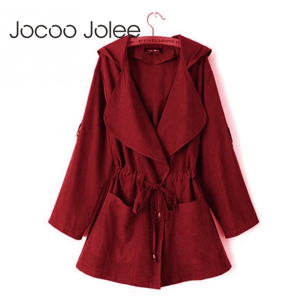 Jocoo Jolee جديد 2018 النساء جاك تكلفة الخريف معطف مقنع سترة عارضة مرونة الخصر جيب كيمونو الإناث فضفاض أبلى Jocoo Jolee جديد 2018 النساء جاك تكلفة الخريف معطف مقنع سترة عارضة مرونة الخصر جيب كيمونو الإناث فضفاض أبلى