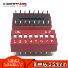 10PCS DIP Switch 8 Way 2.54mm Toggle Switch Red Snap Switch Wholesale Electronic