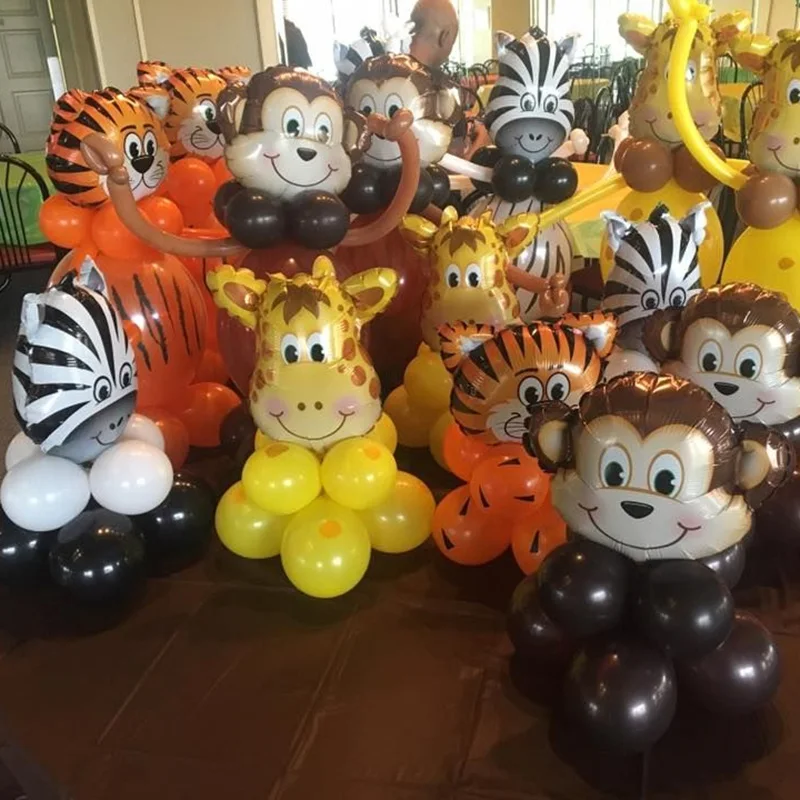 Набор воздушных шаров в виде животных джунглей для дня рождения, украшения для детей, тигр, Зебра, зоопарк, тематика животных, фольгированные воздушные шары в виде джунглей, вечерние принадлежности, Декор