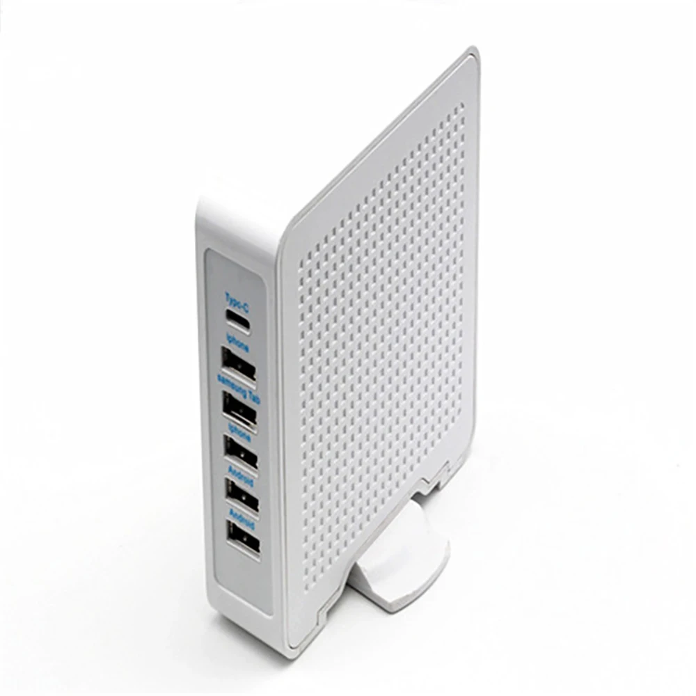 

New 6 Port USB 10A Type-c Interface Quick Charging QC Stand Charger for iPhone Samsung Smart Phone Laptop