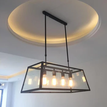 

Nordic retro glass box iron net pendant light industrial metal net bar dinning room kitchen hanglampen voor eetkamer E27