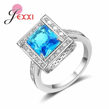 

Vogue Bridal Jewelry Ring 925 Sterling Silver Cubic Zircon Crystal Promise Bijoux for Women Wedding Engagement Gift