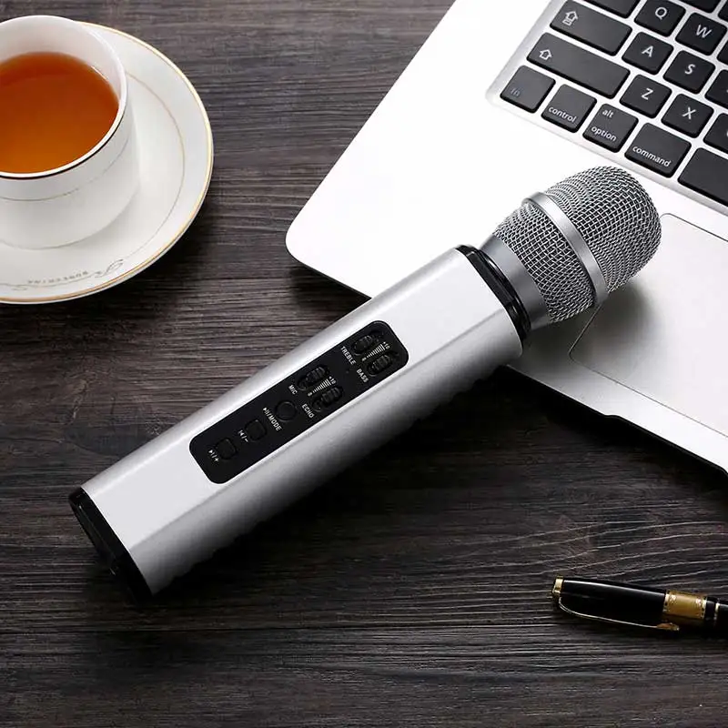 Конденсаторный портативный беспроводной микрофон Bluetooth Караоке Поддержка громкоговоритель коробка TF слот для карт супер сильное обновление ручной микрофон