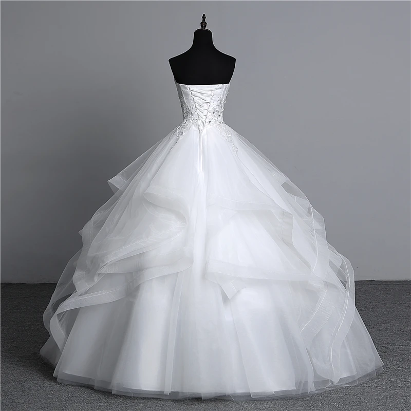 Настоящая фотография, винтажное белое свадебное платье с аппликацией и жемчугом, Vestidos de Noivas, большие размеры, бальные платья без бретелек для невесты