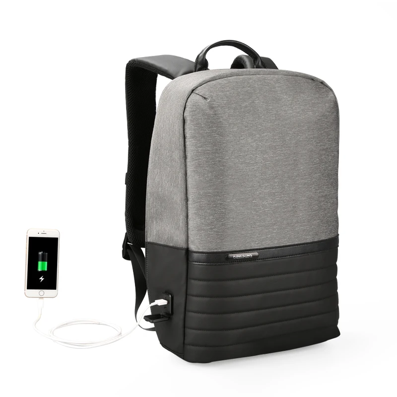 

2018 new fashion and high quality Kingsons Waterproof Men Backpack USB Charging Business Laptop 15.6 inch Fashion School Bags