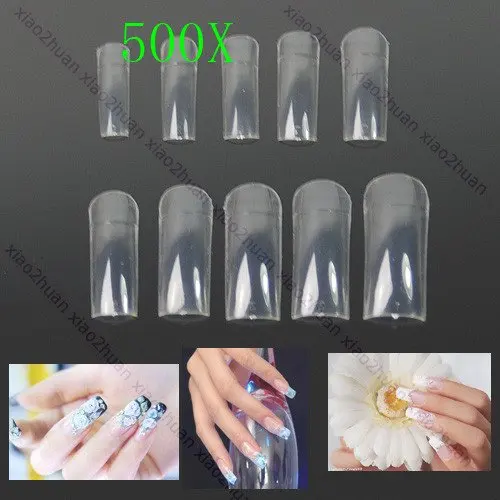 Набор 500 шт прозрачные акриловые накладные ногти для ногтей