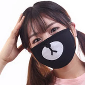 

200pcs Black Cute Bear Cotton Mouth Face Mask Respirator for Anti-Dust DHL