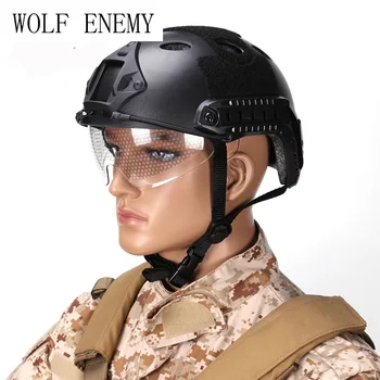 

Military Sports Safety FAST Helmet with Protective Goggle PJ Type Airsoft Helmet Pararescue Jump Helmet
