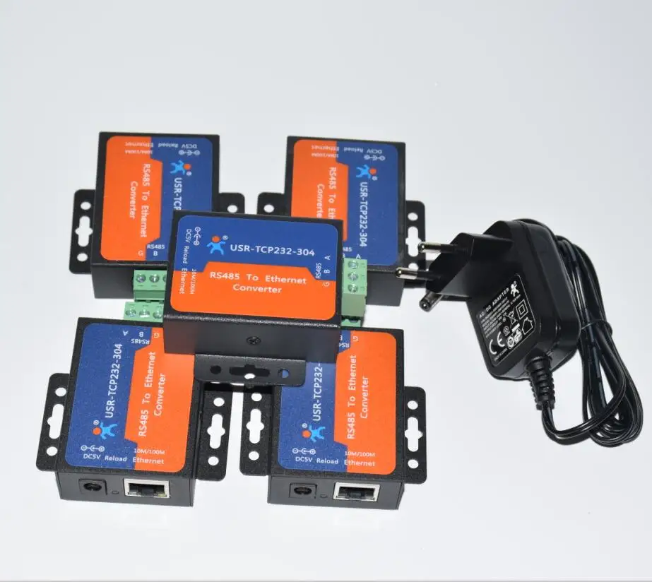 

8pcs USR-TCP232-304 Serial RS485 to TCP/IP Ethernet Server Converter Module with Built-in Webpage DHCP/DNS Supported