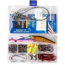 157 шт. набор рыболовных снастей, включая крючки Вертлюги грузила гольян приманки Bucktail джиг приманки и Сабики для морской рыбалки