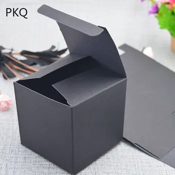 

50pcs 5*5*5cm/6*6*6cm /7*7*7cm/8*8*8cm/9*9*9cm/10*10*10cm Black/White/Kraft Paper Square Candy Box Wedding Party Favor Gift Box