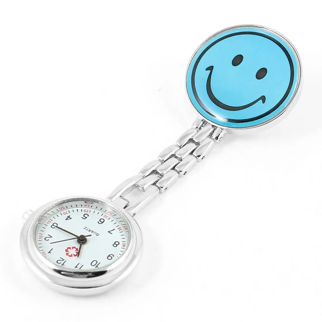 

Portable Nurse Nursing Blue Smile Pattern Clip Chain Watch