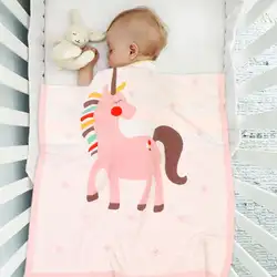 Детское Пеленальное Одеяло s мода Единорог вязать новорожденных для маленьких мальчиков одеяло для девочек милый мультфильм Стиль Infantil