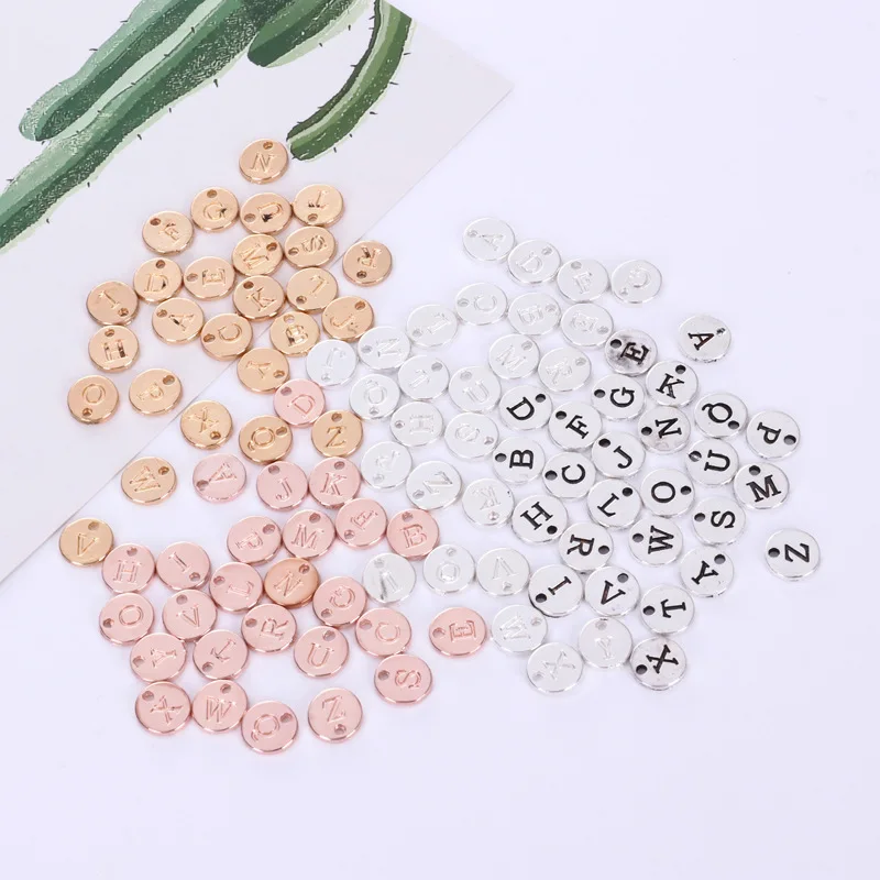 

BeUrSelf Personalized Initial Charm Jewelry Accessories Custom 26 Letter Alphabet Round Disc Metal Engraving Jewelry Findings