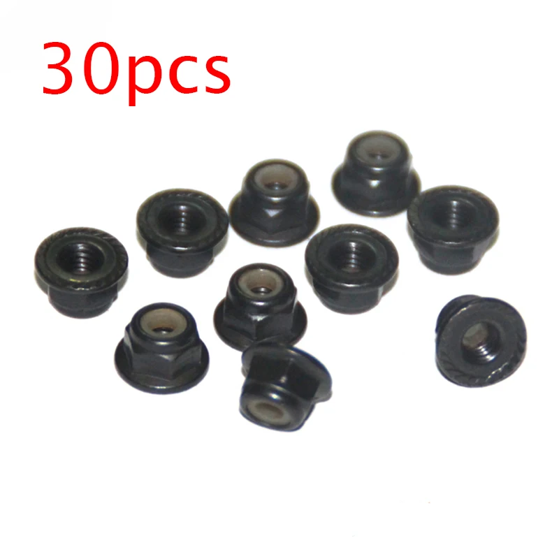 30 Pcs M4 Nuts Flange Nuts Black Wheel Hub Nut for 1/10 RC Car Modelin