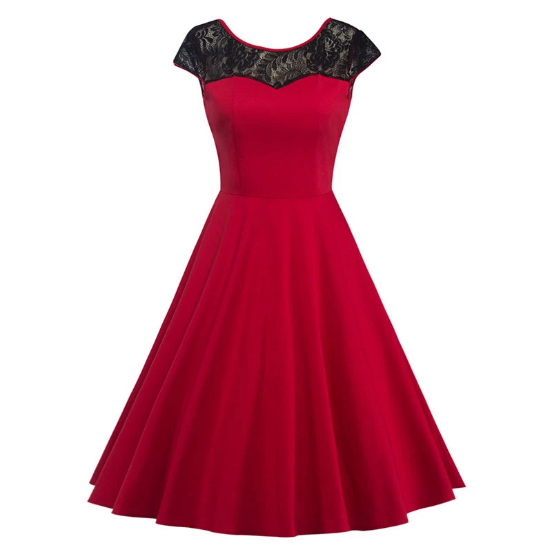 Kostlish Sexy Lace Hollow Summer Dress Women 2017 Sleeveless Slim 50s 60s Vintage Dress Elegant Backless Evening Party Dresses (3)