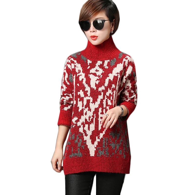 Tricoté Tops Nouveau Femme Roulé white Hiver creamy Lâche Pulls 2018 Femmes Pull Chandail Printemps À Et Col Chandails Long Red Automne wk80PnOX