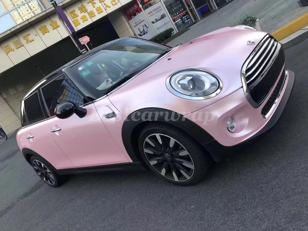 baby pink satin chrome metallic vinyl wraps car wrap film KMPF HXIS 3m (4)