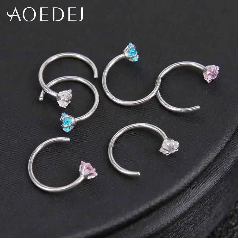 Серьги гвоздики AOEDEJ из нержавеющей стали для пирсинга ноздрей ювелирные