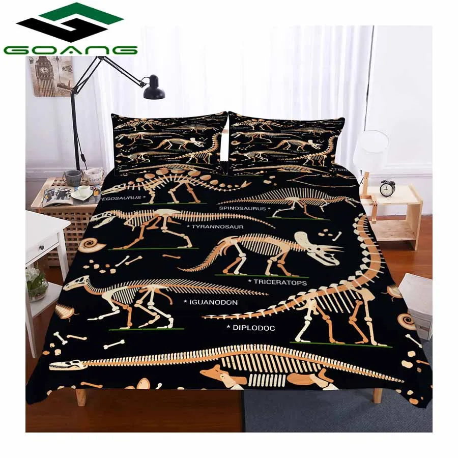 GOANG Роскошный домашний текстиль детские постельные принадлежности 3d цифровая печать цветные динозавры 3 шт. набор постельных принадлежностей для мальчиков украшение комнаты