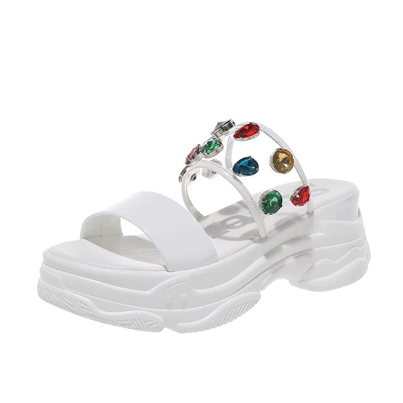 

Summer Women Crystal String Bead Gladiator Sandals Transparent slippers Female Transparent Diamond Sandals