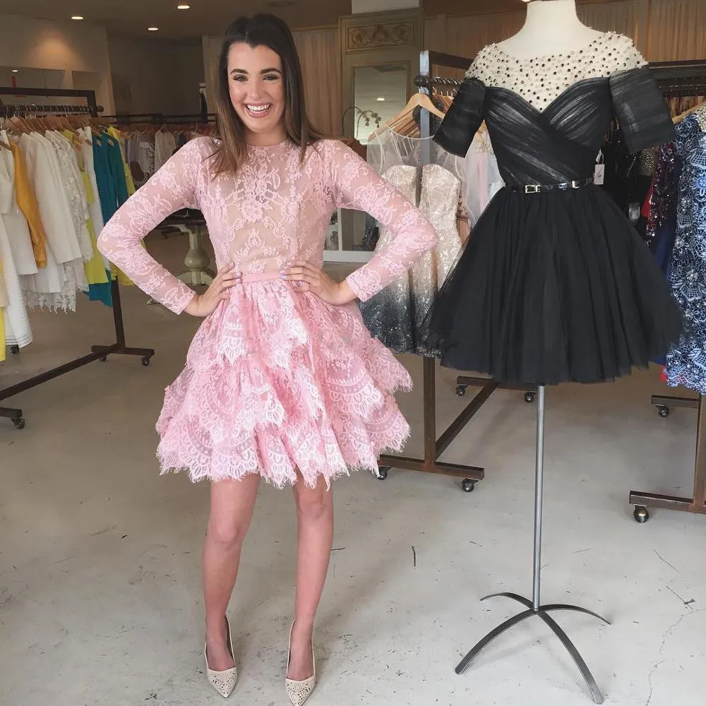 long sleeve formal dresses short