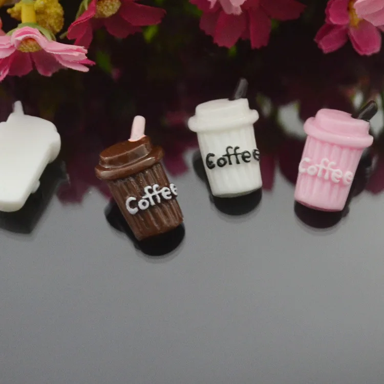

100pcs/lot Flat back resin simulation food coffee drink cup 16*27mm kawaii Cabochons Scrapbook for DIY phone case decoration