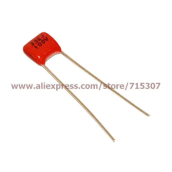PHISCALE 50 шт. конденсатор 3300pf 3.3nf 0 0033 мкФ 100 в пленочный 332 Конденсатор CBB PC pins