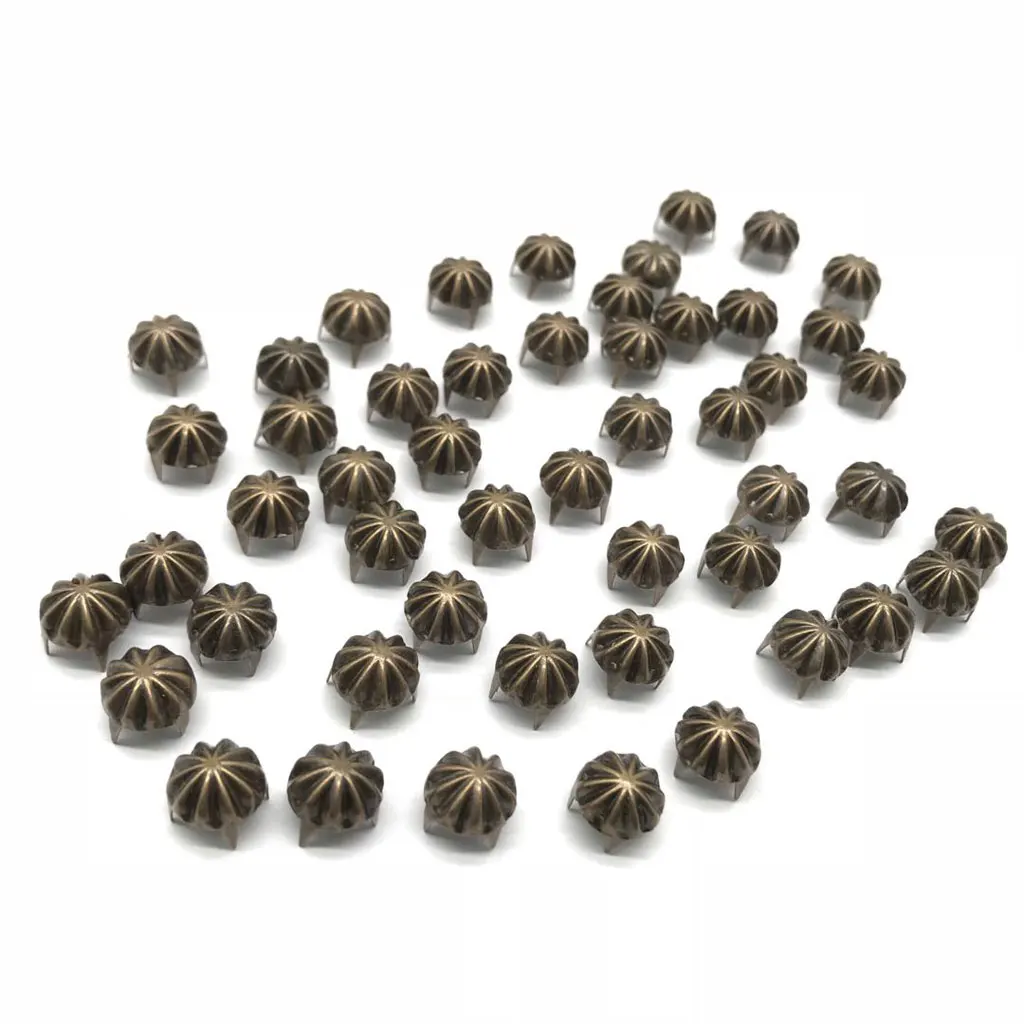 50pcs Metal Pumpkin Studs Claw Rivet Leathercraft Punk for Bags Jeans Belt Decoration