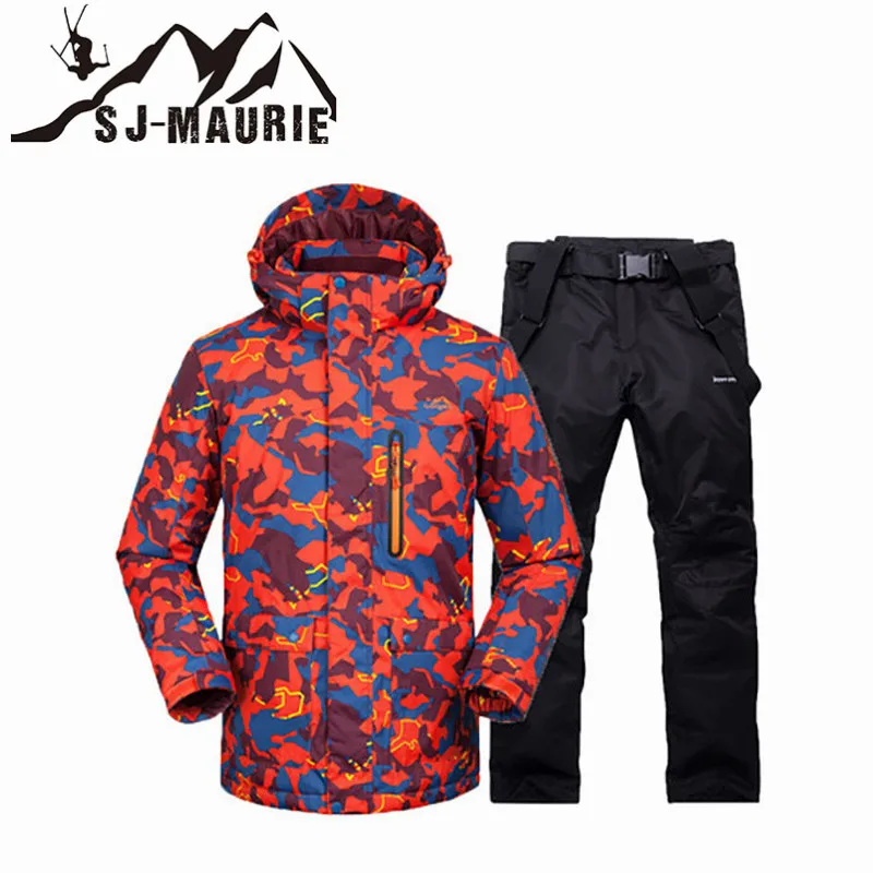 

New Thicken Warm Ski Suit Men Winter Windproof Waterproof Skiing Gloves Snowboard Jacket Pants Suit Male Plus Size 3XL