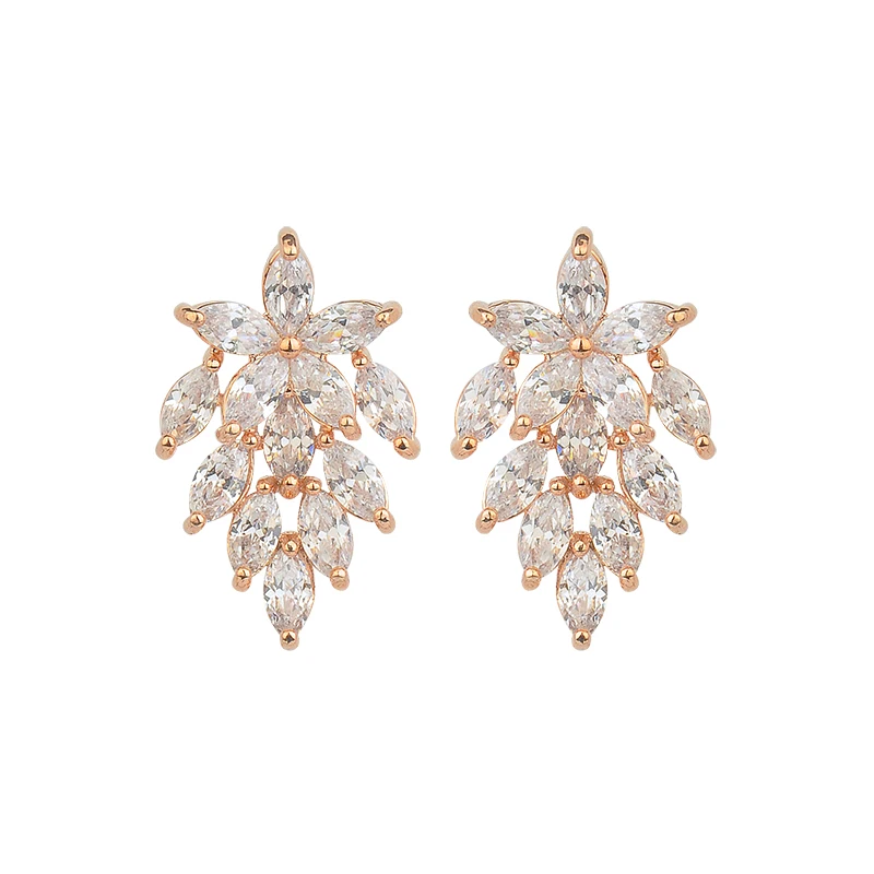 

2017 Lovely Fashion Gold Crystal Earrings Elegant Horse Eye Zircon Stud Earrings Women Weeding Gift GLE6099Y