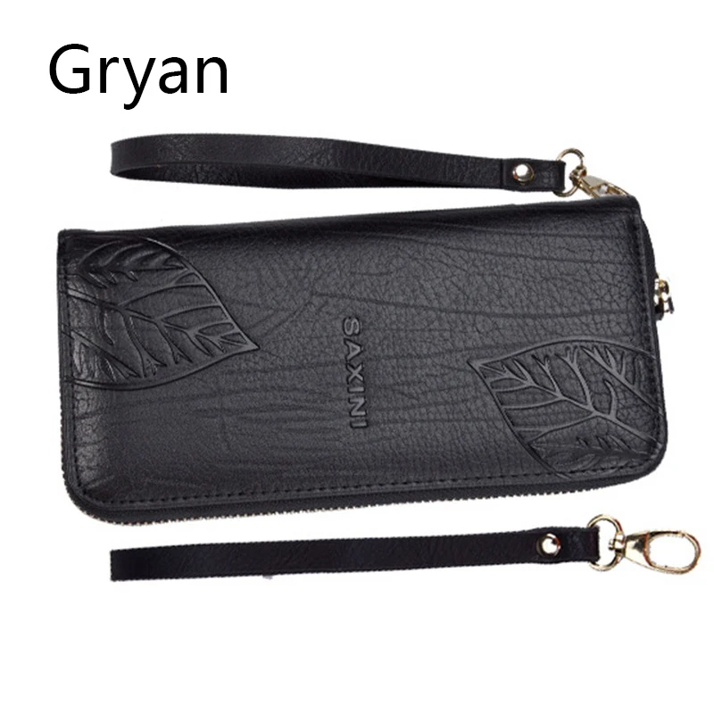 

Gryan Leather purse for lady printed design large capacity long zipper wallet for lady vintage cow leather wallet handbag 215