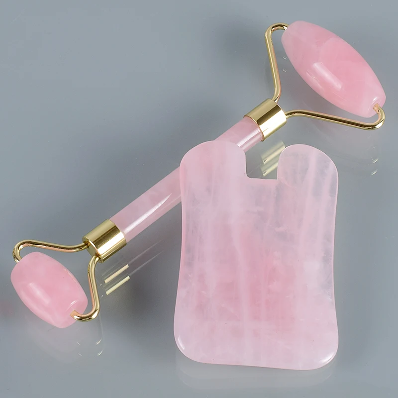 Jade Roller Double Head Gua Sha Tool Set Natural Rose Quartz Facial Massage Roller Slimming Anti Wrinkle Cellulite Stone Tool Jade Roller Double Head Gua Sha Tool Set Natural Rose Quartz Facial Massage Roller Slimming Anti Wrinkle Cellulite Stone Tool