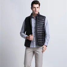Осенне-зимние жилеты на утином пуху мужская одежда верхняя одежда Топы пальто и куртки Теплый жилет без рукавов Одежда для мальчиков