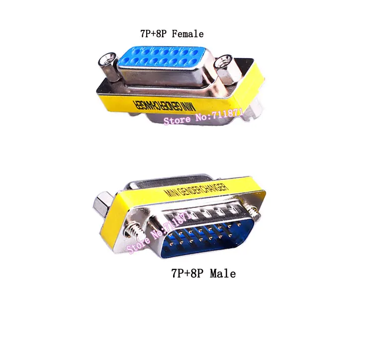 Male Female 7P+8P DB15 Connector 2 Row 8Pin 7P DB15 VGA Adapter two row 7Pin 8P VGA DB15 Male