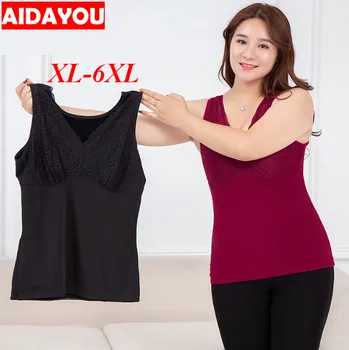 

Womens Tops Blouse Underwear Plus Size 5XL 6XL Thicken Top Lace Bodysuit Thickening Vest Lace Warm Garment ouc1690 Aidayou