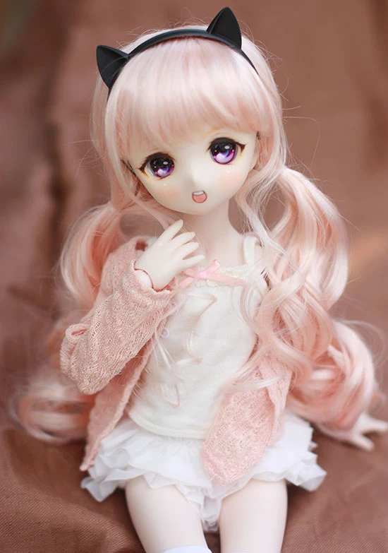 D01-P455 детская игрушка ручной работы 1/4 1/3 аксессуары для кукол BJD/SD/MDD парик для куклы медовый порошок двойной хвост 1 шт