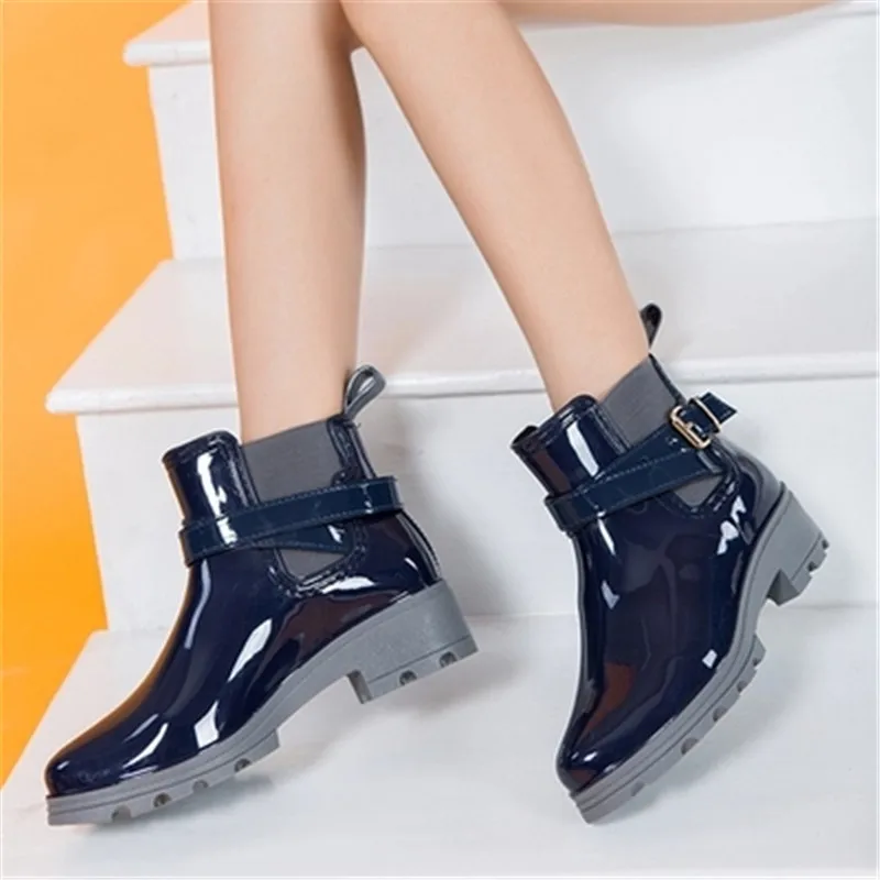 

Spring Martin Rainboots Women Rubber Shoes Ladies Waterproof Ankle Boots Autumn Anti-Skid Booties Rainy Boots Walking Footwear