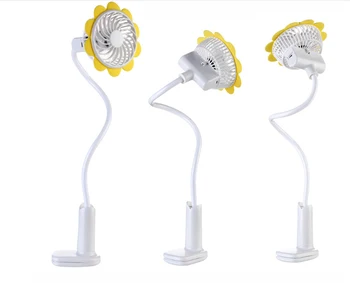

Solar Flower shaped mini Handy fan Portable Mute Clip Desktop Student USB Lifting rod arbitrary adjustment