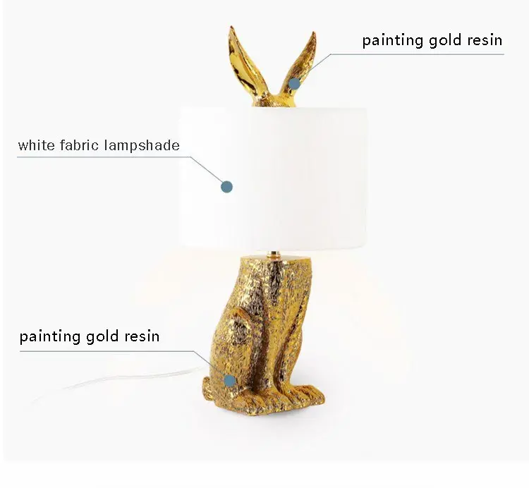 Золотой Кролик Современная Золотая настольная лампа Блеск Дизайн светильники Гостиная Спальня прикроватная офисная художественная Декор домашнее освещение