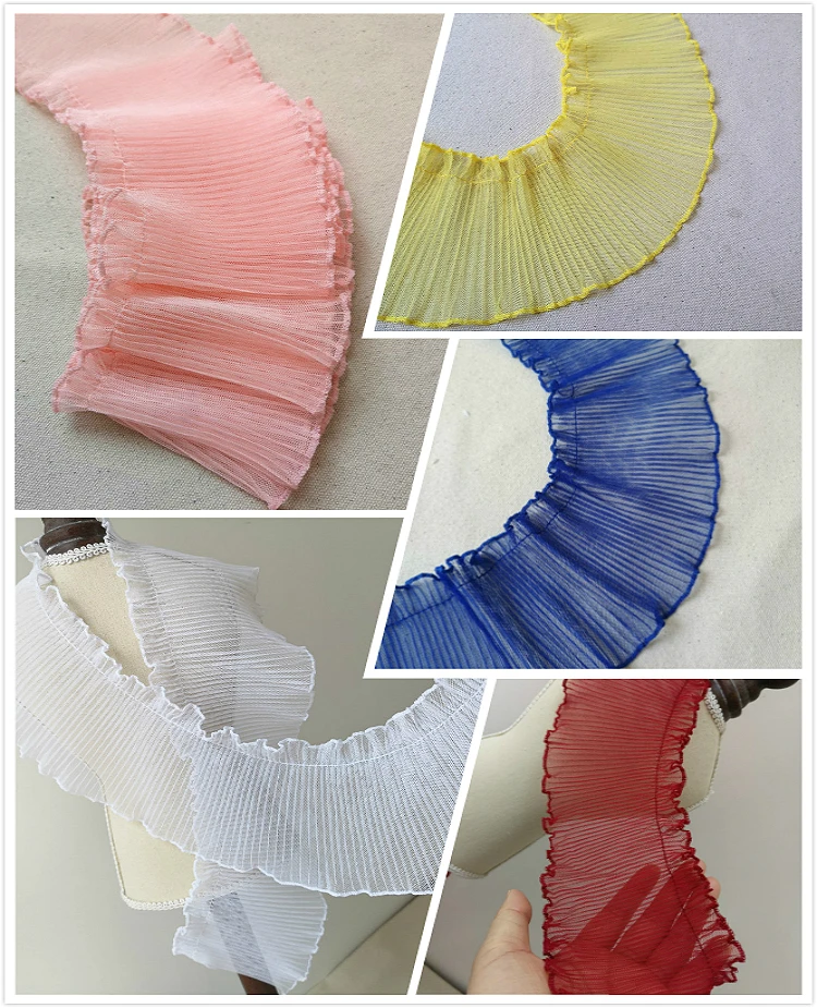 

NEW 10cm Wide Single-layer Double-locked Pleated Tulle Lace Fabric DIY Clothing Skirt Curtain Home Textile Sewing Material Decor
