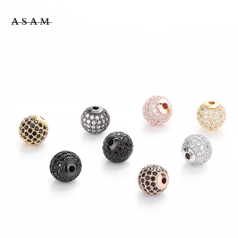 

CZ Ball Beads Brass Metal Micro Pave Cubic Zirconia Round Shape Bracelet Making DIY Jewelry Copper Accessories Bracelet Finding